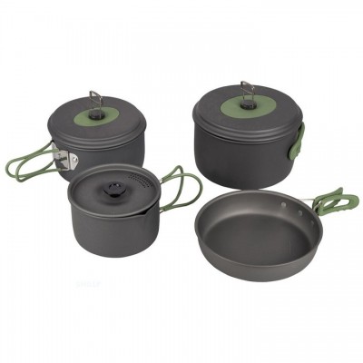 Набір посуду Bo-Camp Explorer 4 Pieces 19 Hard Anodized Grey/Green (2200241), код: 8565
