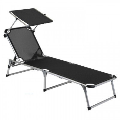 Кровать раскладная Bo-Camp Sun Lounger With Sunscreen 5 Positions Black (1304460), код: 7839