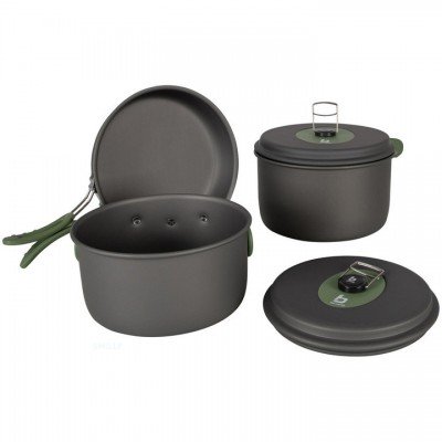 Набір посуду Bo-Camp Explorer 3 Pieces Hard Anodized Grey/Green (2200239), код: 8566