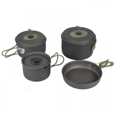Набір посуду Bo-Camp Explorer 4 Pieces 19 Hard Anodized Grey/Green (2200241), код: 8565
