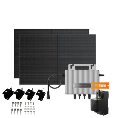 Комплект EcoFlow STREAM Microinverter/2*400W Rigid Solar Panel Combo/Розумний лічильник Smart Meter/Cистема кріплень EcoFlow Rigid Solar Panel Mounting Feet, код: 11944