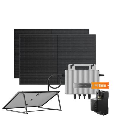 Комплект EcoFlow STREAM Microinverter/2*400W Rigid Solar Panel Combo/Розумний лічильник Smart Meter/Регульований кронштейн для кріплення сонячних панелей Ecoflow, код: 11943