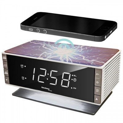 Годинник настільний з радіо Technoline WT487 Wireless Mobile Charging White/Brown (WT487), код: 8531