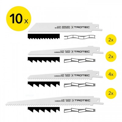 Набір пиляльних полотен для пили шабельної Trotec 10 pieces Wood/Metal/Plastic Set (6215001205), код: 8824