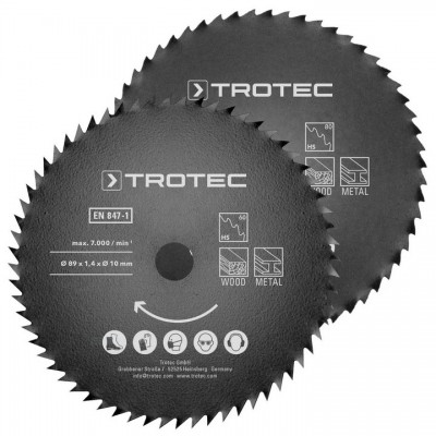 Набір пиляльних дисків Trotec 1 HSS 89х10х1,4 HS60/HS80 Metal (2 шт) (6215001301), код: 8809