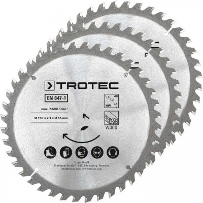 Диск пиляльний Trotec 150х16х2,1 HW40 Wood (3 шт) (6215001321), код: 8812