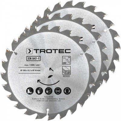 Диск пиляльний Trotec 150х16х2,1 HW24 Wood (3 шт) (6215001320), код: 8811