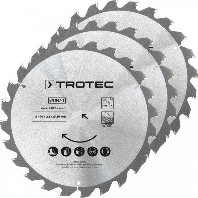 Диск пиляльний Trotec 190х20х2,2 HW24 Wood (3 шт) (6215001330), код: 8813