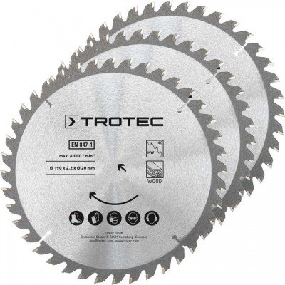 Диск пиляльний Trotec 190х20х2,2 HW40 Wood (3 шт) (6215001331), код: 8814