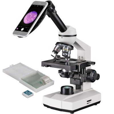 Мікроскоп Bresser Erudit Basic Mono 40x-400x з адаптером для смартфона + кейс (5102100), код: 9019