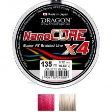 Шнур Dragon Nano Core x4, 135м. 0,12мм. Momoi, серый