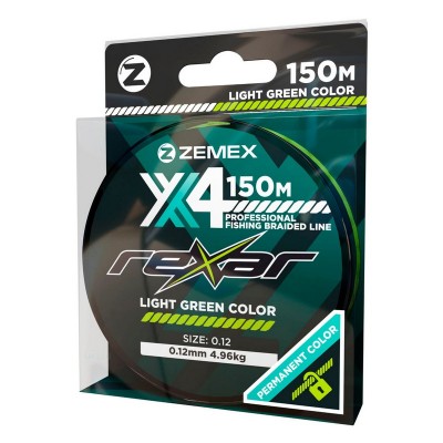 Плетеный шнур ZEMEX REXAR X4 150 m, d 0.24 mm, light green, код: 7607