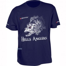 Футболка Dragon Hells Anglers с принтом Судак, темно-синяя/XL