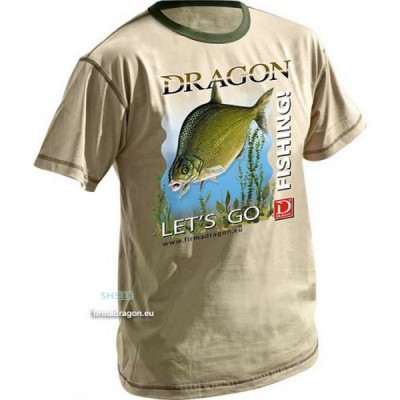 Футболка Dragon с принтом Лещ, беж/L, код: 6980