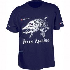 Футболка Dragon Hells Anglers с принтом Щука,темно-синяя/L