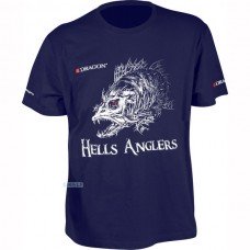 Футболка Dragon Hells Anglers с принтом Судак, темно-синяя/XXXL